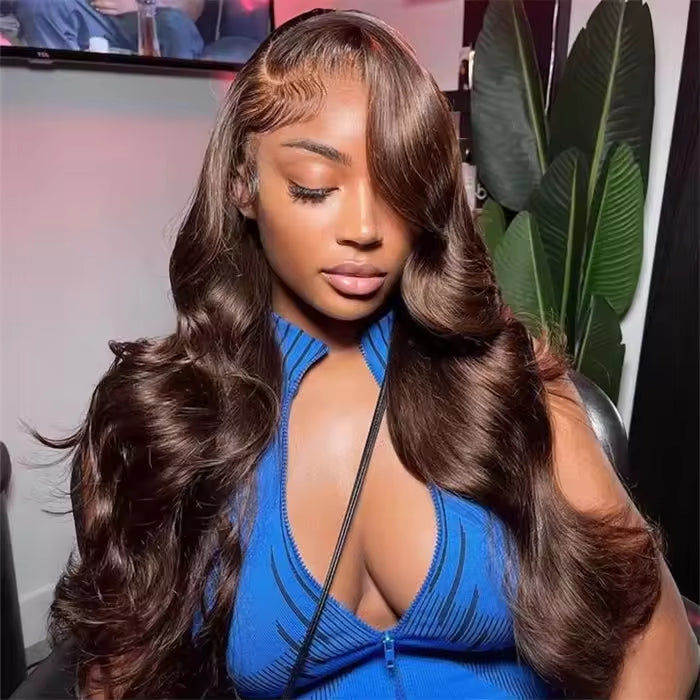 Wig Human Hair Lace Front Wig 13x4 High-Definition Brown Lace Front Wig Human Hair With Aligned Cuticles Vietnam Wig