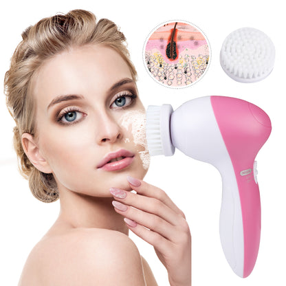 Waterproof Face Spin Cleansing Brush with 5 Heads