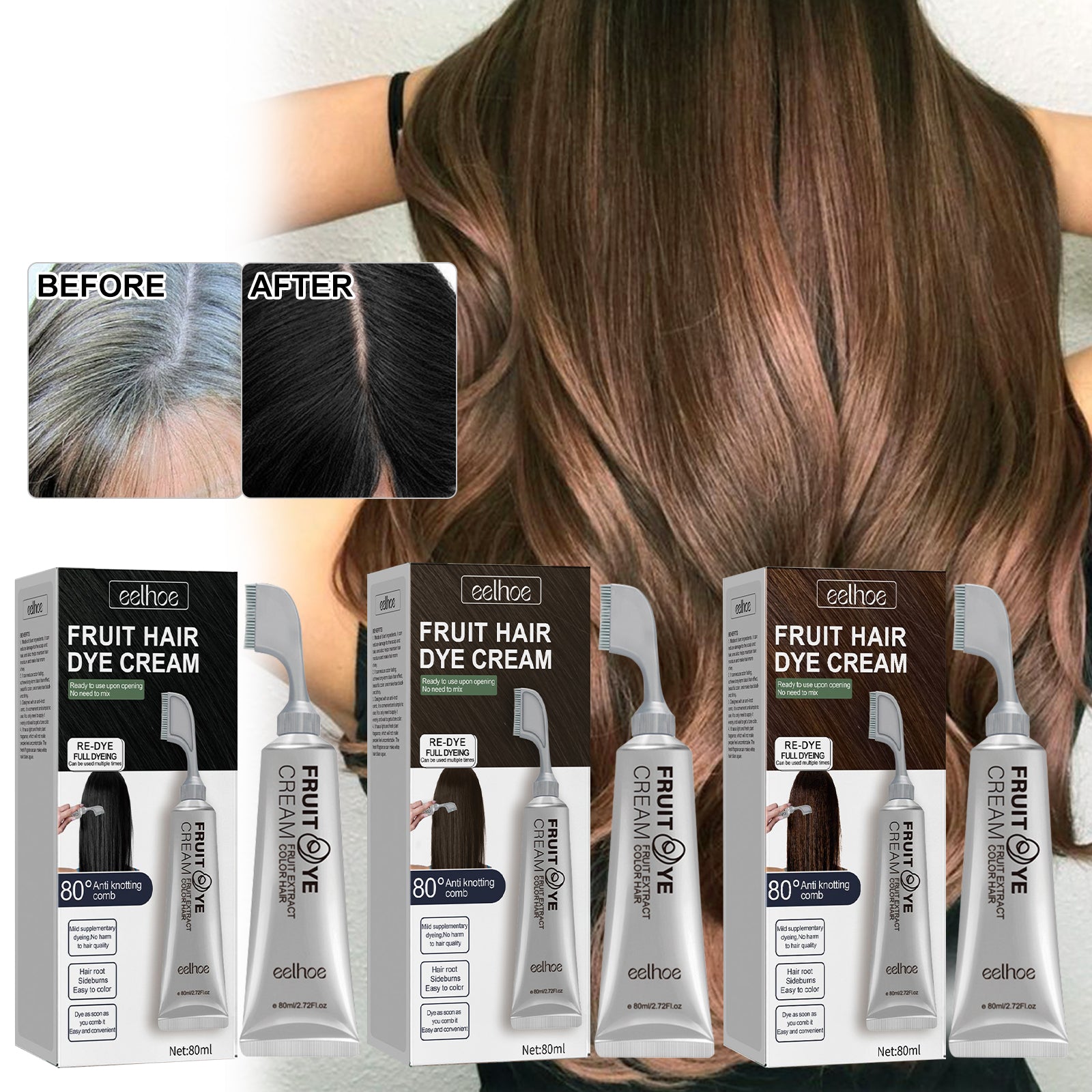 Natural Gentle Long-lasting Easy To Color Hair Cream - Opaline Glam Beauty