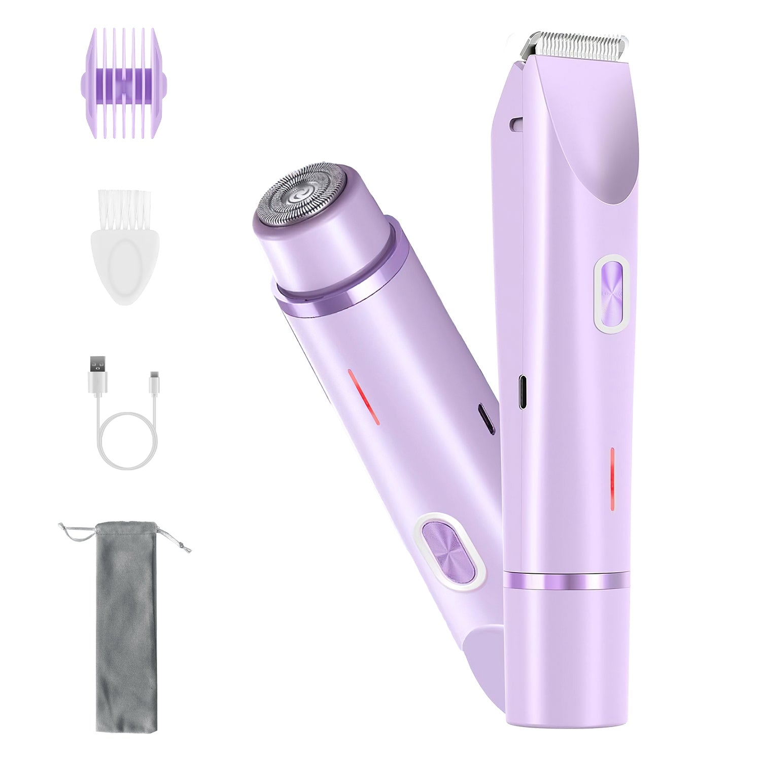 1Pc 2 In 1 Bikini Trimmer For Women Dual Head Cordless Body Shaver IPX7
