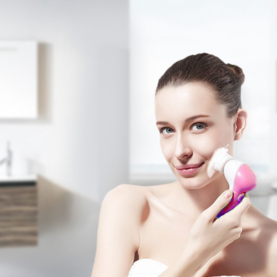 Waterproof Face Spin Cleansing Brush with 5 Heads