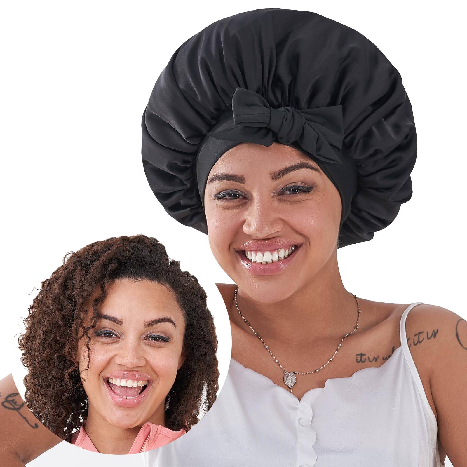 Silk Bonnet, Satin Hair Bonnet For Sleeping For Wavy Curly Natural Hair