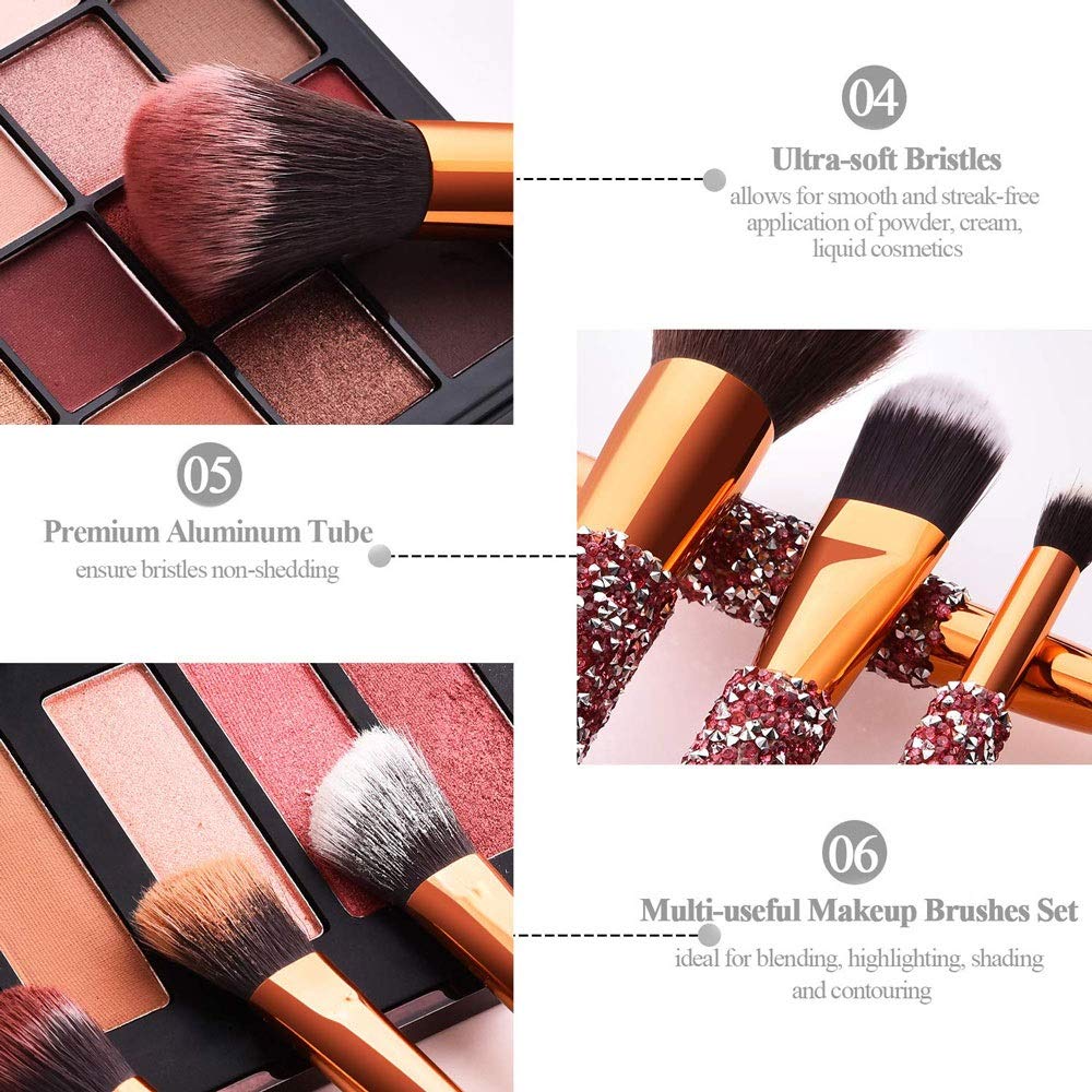 10-in-1 Diamond Inlaid Handmade Makeup Brush