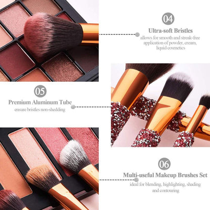 10-in-1 Diamond Inlaid Handmade Makeup Brush
