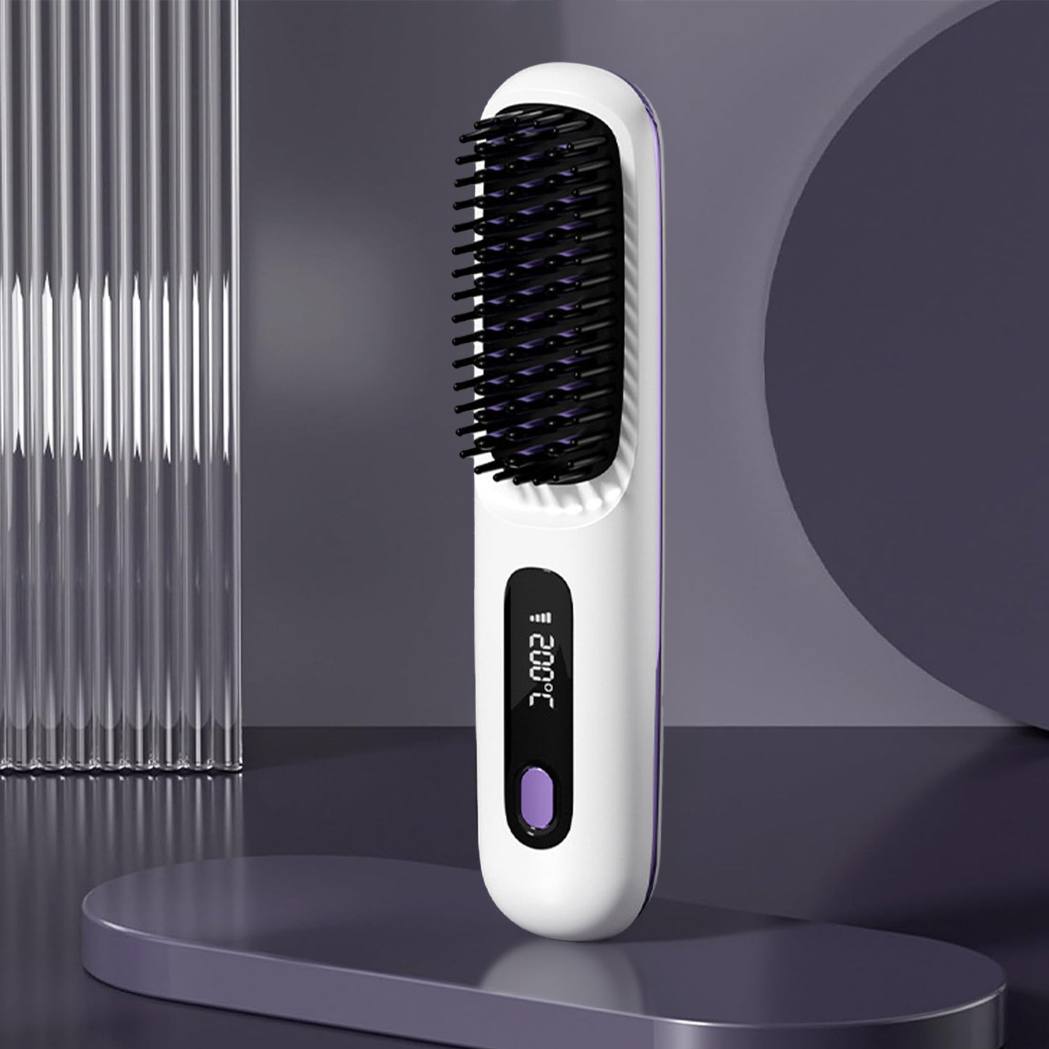 S7 Portable Cordless Hair Straightening Brush With LED Display - Lightweight
