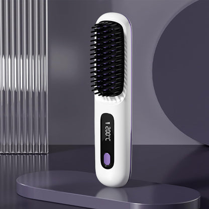 S7 Portable Cordless Hair Straightening Brush With LED Display - Lightweight